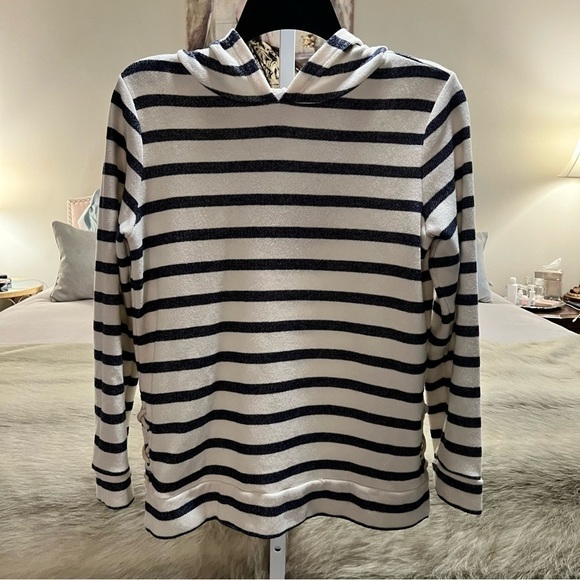 Old Navy Other - OLD NAVY Off White Navy Blue Striped Sailor Hoodie Pullover Long Sleeve XL